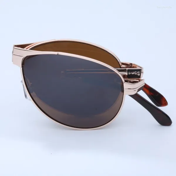 Sonnenbrille Metall Falten Polarisiert Mit Fall Männer Gun Shade Sonnenbrille Brillen Männliche Brille Sommer Gafas