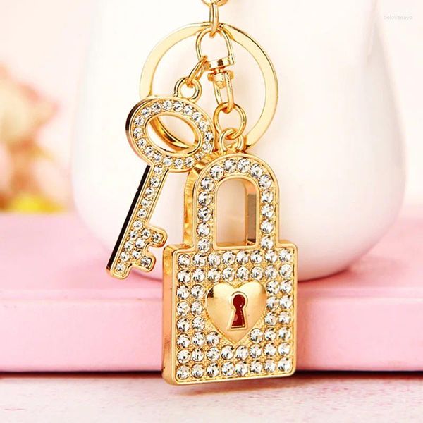 Chaveiros Cristal Chaveiro Coração Bloqueio Amor e Strass Chave Chaveiro Família Correntes Presentes do Dia dos Namorados para Casal Amante Keyholder