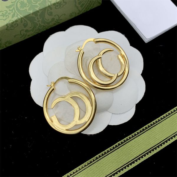 Frauen Designer Ohrstecker Gold Silber Luxusmarke Brief Creolen Einfache Art Schmuck Ornamente Großen Kreis G Ohrring Für Party Ohrring