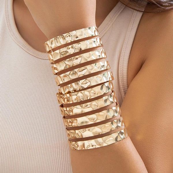 Bracciale DIEZI Vintage irregolare scava fuori polsino braccialetti larghi braccialetti geometrici di colore oro argento per gioielli regalo donna uomo