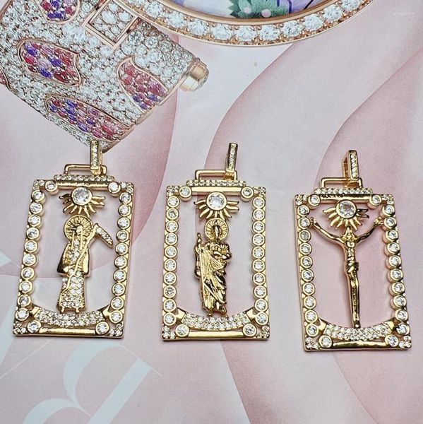 Afitados Large Square Death Jude St Jesus para jóias que produzem mulheres DIY Brincho de zircão Acessórios pendentes de zircão