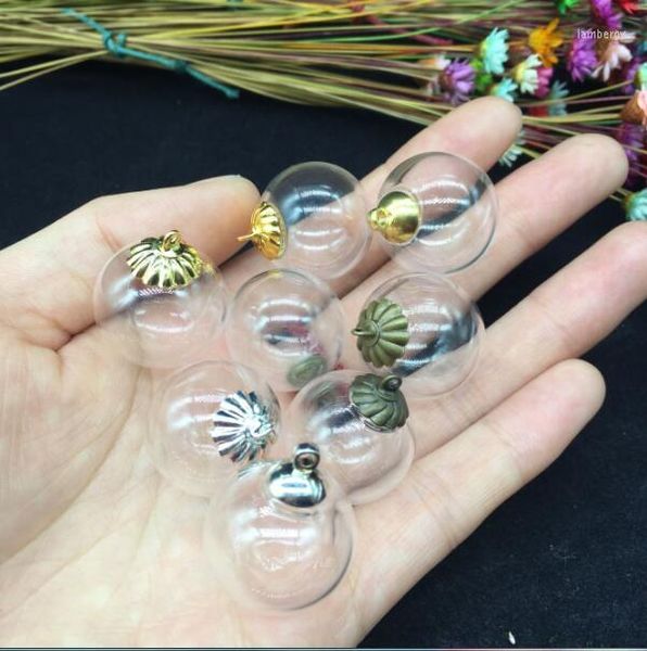 Anhänger Halsketten 5 Sets 20 mm Klarglas Blase mit Blumenperlen Cap Set Flasche Fläschchen Halskette Charms DIY Schmuckzubehör Behälter