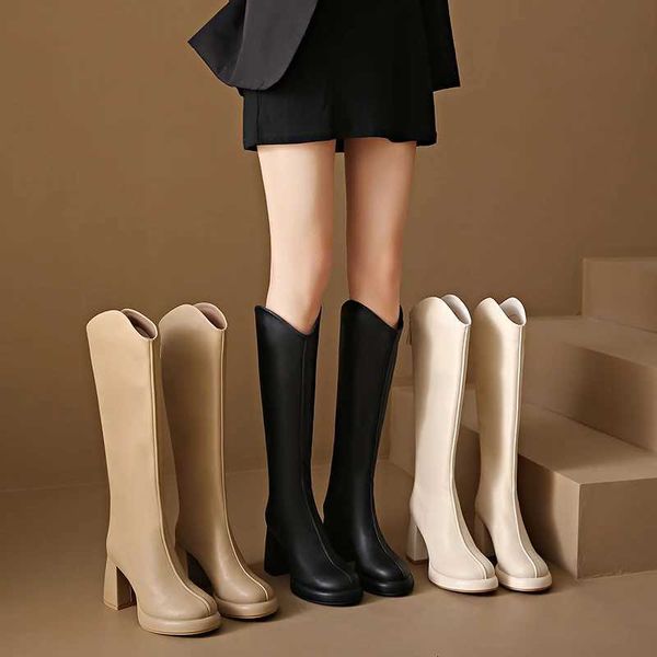 Botas femininas inverno salto grosso longo algodão neve zíper e panturrilha alta moda quente clássico sexy tamanho grande botas mujer