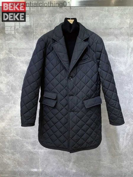 Piumino da donna Parka Business Casual Ufficio Cappotto da uomo 2022 Parka invernale Moda Tinta unita Lattice Giacca monopetto lunga Cappotto da uomo L231129