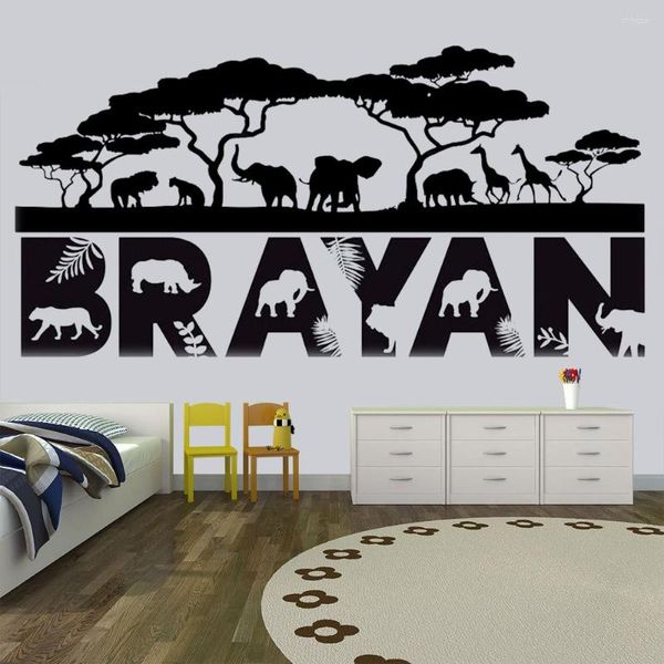 Adesivos de parede Safari Animal Lion Start para crianças decoração de decoração de decoração de decalques de decalques de decalques esportes hy684