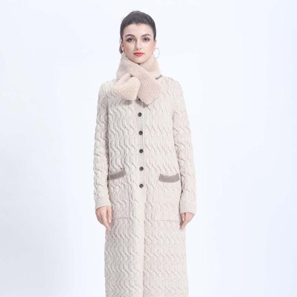 Kadınlar kürk sahte missjanefur Kintted ceket düz silindir tipi kadın renk engelleme standı yaka dişi palto