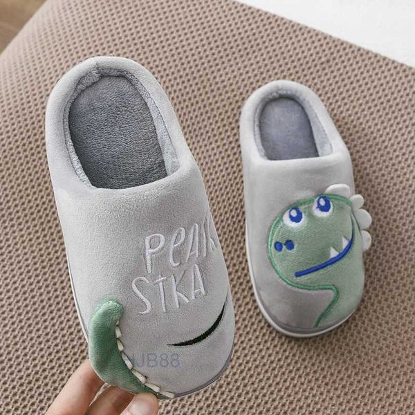 41si Home Schuhe einer Familie mit drei Eltern und Kindern Herbst Winter Dinosaurier Baumwolle Hausschuhe Jungen Mädchen Cartoon Baby Mopp Tasche Ferse