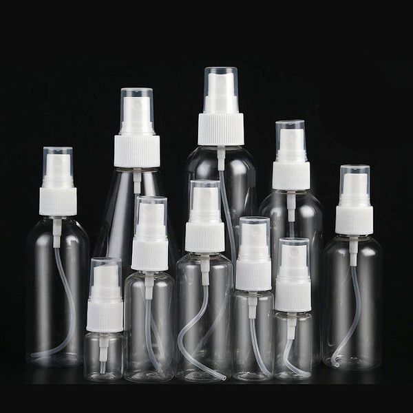 10 ml, 20 ml, 30 ml, 50 ml, 60 ml, 80 ml, 100 ml, 120 ml, 200 ml, transparent, leer, feiner Nebel, Mini-Reiseflaschen-Set aus Kunststoff, kleiner nachfüllbarer Flüssigkeitsbehälter Peee