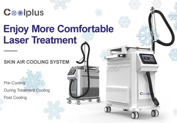 Salão use uma máquina de ar frio mais baixa de baixa temperatura/máquina de resfriamento de pele para tratamento a laser paciente conforto Coolplus Sistema de resfriamento de ar da pele