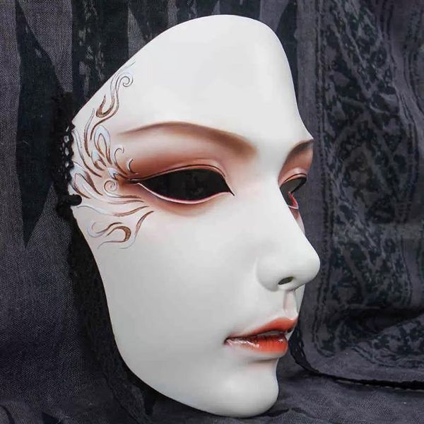 Maschera a pieno facciale Abito misterioso per feste in stile cinese Hanfu221l dipinto a mano