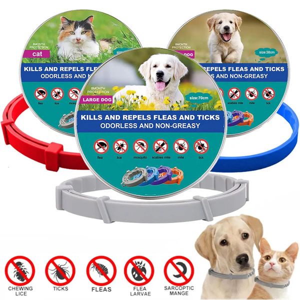 Vestuário para cães Pet Cat Coleiras Veterinárias Anti Flea e Tick Collar para Gatos Cães Anti Parasita Colar Grande Pequeno Produtos 231128