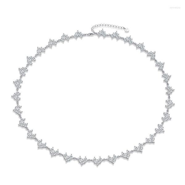 Ketten Luxuriöse Herz-Voll-Moissanite-Halskette 4 mm Princess Square Cut Diamond GRA-zertifizierte 925er Sterlingsilber-Halskette
