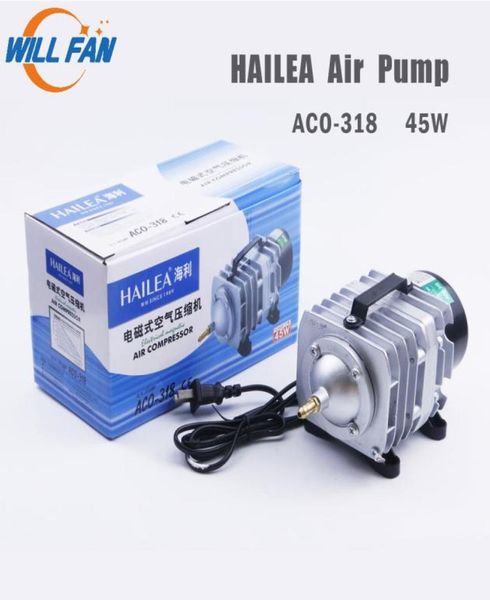 Will Fan Hailea Air Pump 45W ACO318 Электрический магнитный воздушный компрессор для лазерной резки 70Lmin Кислородный насос Fish8961770