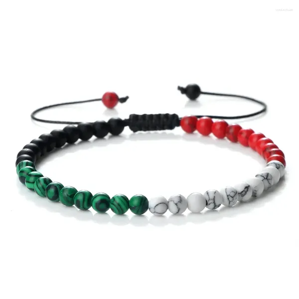 Strand na moda palestina bandeira cor natural pedra contas pulseiras para mulheres homens ajustáveis países asiáticos tecido pulseira jóias amigo