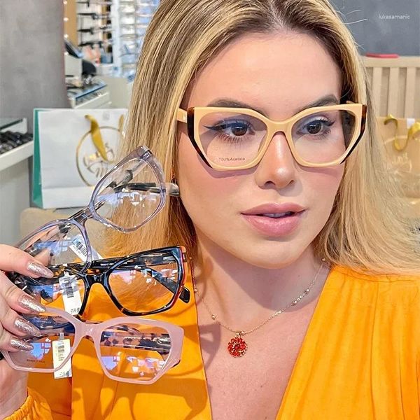 Sonnenbrille Farbabstimmung Cat Eye Damen Anti-Blau Brillengestell Grenzüberschreitend Instagram Fashion Street Pografie Business Flache Linse