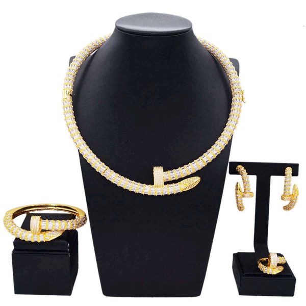 YULAILI SEMPLICE CAPOLA ROUND SEMPLICE LUXI AMERICURO Diamond Gioielli set oro Design zircone di alta qualità per regalo di compleanno