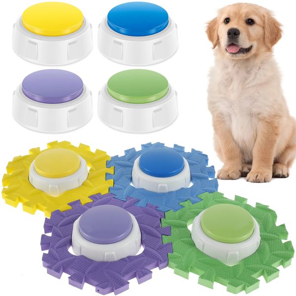 Köpek Oyuncakları Chews 4pcs Köpek Konuşma Düğmesi Slip Olmayan Mat Kaydedilebilir Evcil Hayvan Eğitim Düğmeleri Köpek Buzzer Düğmesi Renkli Köpek Eğitim Buzzer 231129