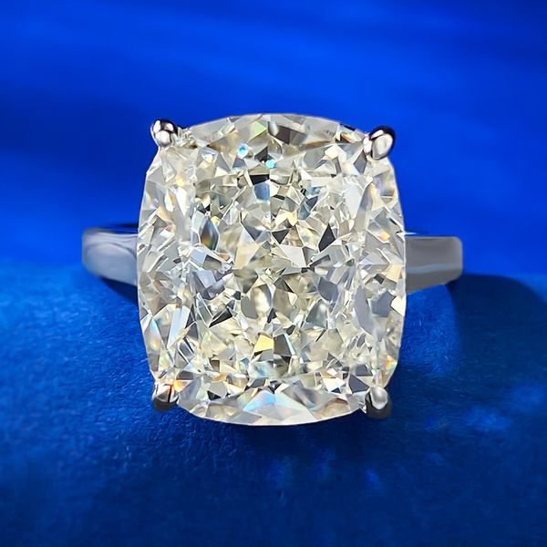 6CT großer Moissanit-Diamant-Ehering, Solitär-Luxusschmuck, echtes 100 % 925er-Sterlingsilber, kissenförmige Edelsteine, Party-Frauen-Verlobungsband-Ring-Geschenk
