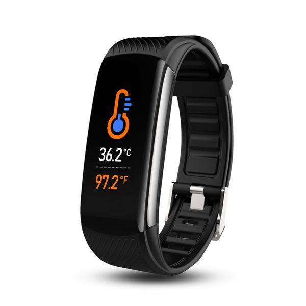 Relógio inteligente C6T Correndo exercício temperatura freqüência cardíaca monitoramento em tempo real pulseira esportiva de saúde à prova d'água