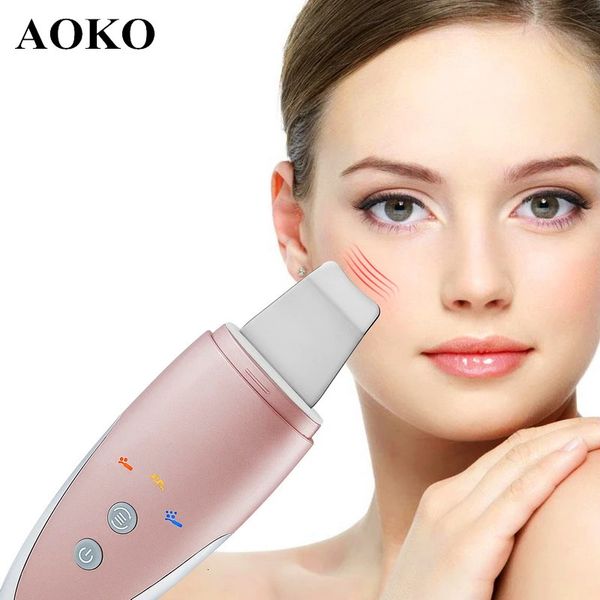 Ferramentas de limpeza Acessórios Aoko purificador ultrassônico da pele rosto limpador profundo acne cravos remoção ultrassom vibração massagem máquina de descascamento da pele 231128