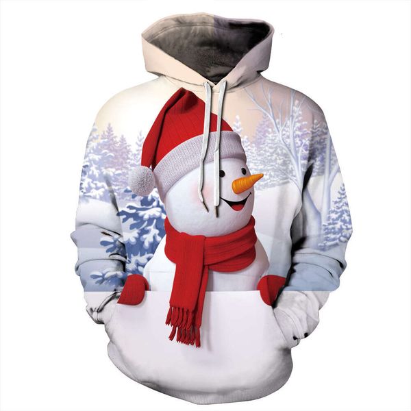 Masculino feminino boneco de neve casal hoodie 3d digital impresso floco de neve feminino outono e inverno casual hoodie natal universal 10xnjr