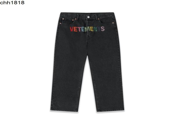 Hohe Version vetementss Colorful Drill Washing Water Used Straight Jeans Pants for Men and Women2775451