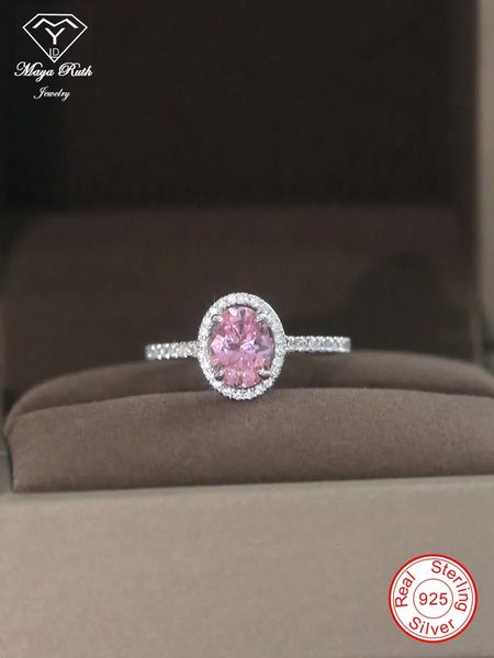 Anéis de casamento simulados anel de diamante rosa real 925 prata esterlina festa para mulheres aniversário amigo feminino presentes nupciais espumantes 2023 tendência 231128