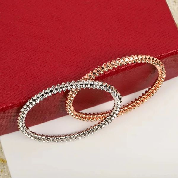 Bangle estilo europeu high-end bala cabeça rebite pulseira 925 banhado a prata de luxo moda feminina marca jóias presente 231128