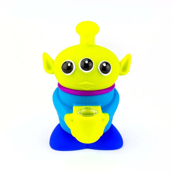 Bongo de silicone monstro de três olhos, tubo de silicone de desenho animado, narguilé de silicone de três olhos, fácil de limpar, tabaco