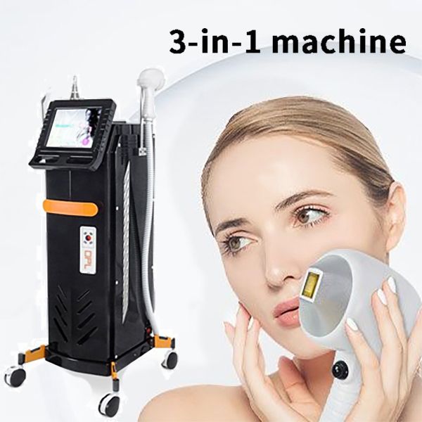 Depilatore multifunzionale 3 in 1 OPT IPL 808nm Picolaser Rimozione del tatuaggio del pigmento scuro 360 Apparecchio per l'eliminazione dell'acne vascolare magneto-ottico