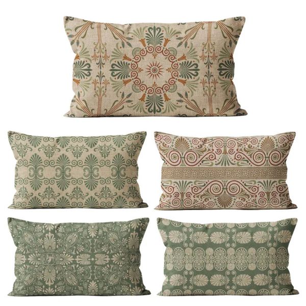 CuscinoCuscino decorativo Casa moderna Verde geometrico Boho Scandinavo William Morris Fodera per cuscino Rettangolo 30x50 Fodera per divano Decorazione 231128