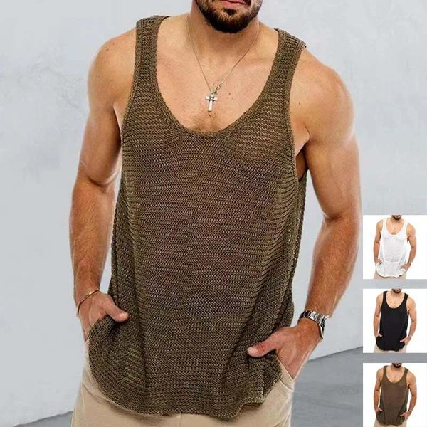 Männer Tank Tops Sommer Männer Gestrickte Top Casual Gym Ärmelloses Hemd Mann Basketball Bodybuilding Schlank Sport Weste Singuletts Männliche Kleidung