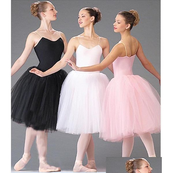 Stage Wear Adt Romantic Ballet Tutu Dance Rehearsal Practice Skirts Costumes For Women Long Tle Dresses White Pink Black Drop Delivery Dhxme