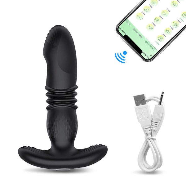 Sexspielzeug-Massagegerät, teleskopischer, vibrierender Gesäß-Plugapp-Vibrator, kabelloses Fernbedienungsspielzeug für Frauen und Männer, die ein Vestibular-Prostata-Massagegerät tragen