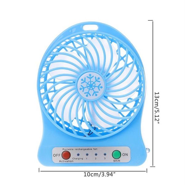 Elektrische ventilatoren Draagbare LED-lichtventilator Luchtkoeler Mini-bureau USB Derde wind 4XFB274G