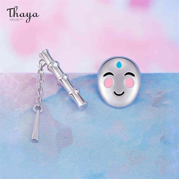 Thaya Orecchino da donna No Face Uomo Argento Colore Orecchino a perno Smalto Bambù Ghibli Spirited Away Kawaii Gioielli Stud Cartoon Regalo 2105295J