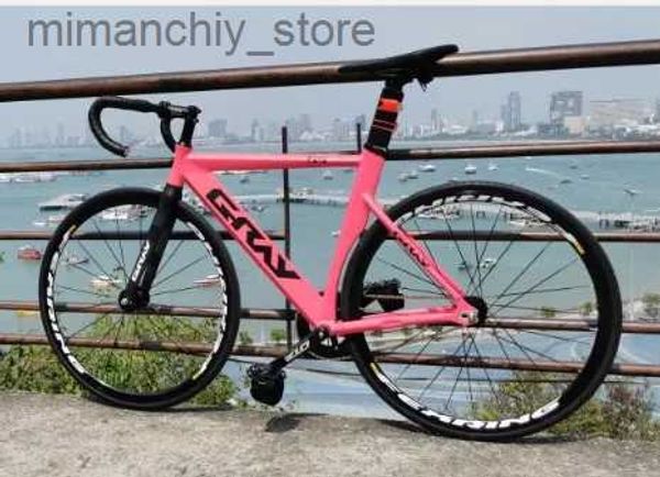 Biciclette da pista grigie Fixie Bicyc Telaio in lega di alluminio OTA 48T Guarnitura 700C Sing Speed Forcella in carbonio Scatto fisso Racing Raggi piatti Q231129