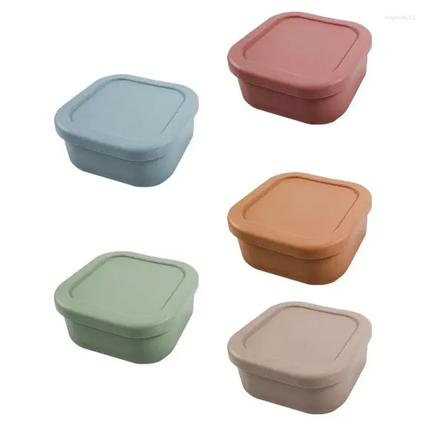 Bento Box riutilizzabile in silicone per stoviglie Morandi Color - Contenitore per snack per il pranzo sicuro per microonde, congelatore e forno per la casa