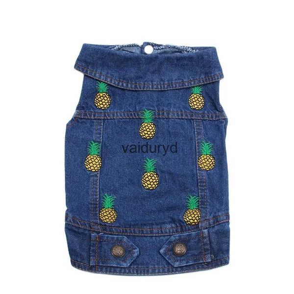 Vestuário para cães Pet Cat Jeans e Abacaxi Azul Denim Casaco Colete Roupas de Cachorrinho 6 Tamanhos Vaiduryd