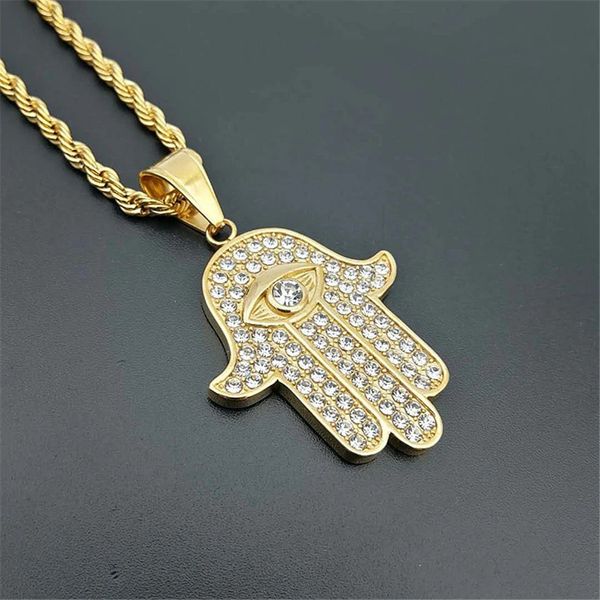 Collane a sospensione Hamsa Hamsa Mano della catena della collana fatima per uomo colore oro in acciaio inossidabile in acciaio inossidabile gioielli turchi 231129 231129