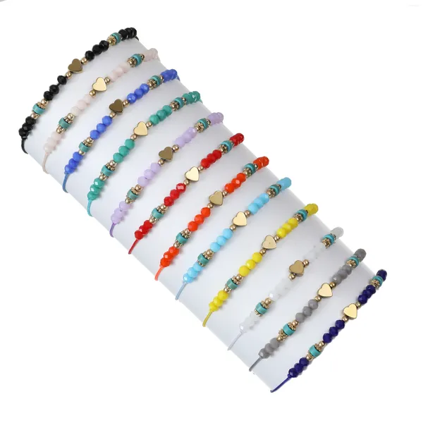 Charme pulseiras 12 pcs moda ouro amor colorido cristal frisado trançado pulseira para mulheres 2023 na moda arroz grânulos jóias presentes