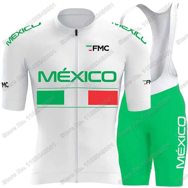 Conjuntos de camisa de ciclismo México Equipe Nacional de Manga Curta Conjunto Campeão Mundial Roupas Homens Bicicleta de Estrada Terno Bib Shorts 231128