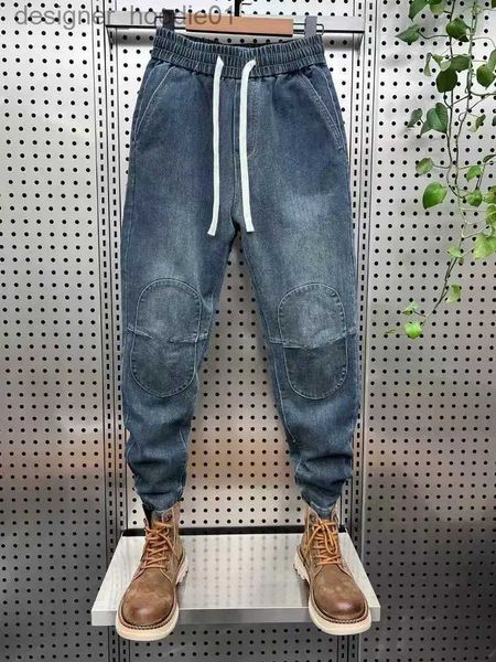 Jeans da uomo Jeans retrò da uomo Toppa con cuciture Moda Streetwear Pantaloni casual da esterno Marchio di abbigliamento di lusso di alta qualità L231129