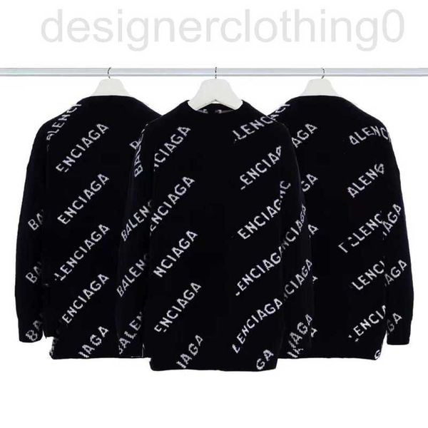 Suéteres femininos designer de luxo alta versão Paris SS23 marca de moda dupla camada espessada B impressão completa tela de bala jacquard letra suéter de malha