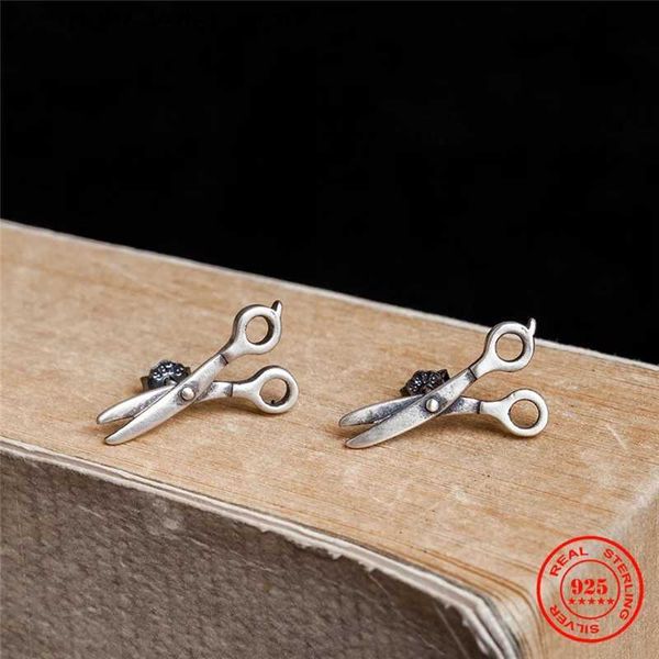 Ohrstecker MKENDN 925 Sterling Silber Kreative Retro Edward mit den Scherenhänden Ohrstecker Trendy Punk-Stil Ohrnadel für Männer Frauen Party Schmuck YQ231128