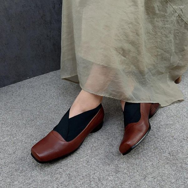 Kleidschuhe Birkuir Dicke Absätze Pumps für Frauen Mischfarben Luxus-Loafer Karree-Mutter-elegante Arbeits-Mittelabsatz-Damen