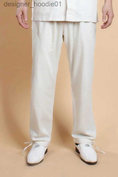 Erkek pantolon beyaz Çin pamuk keten pantolon erkekler kung fu wu shu pantolon gevşek gündelik tai chi pantolon boyutu S m l xx xxl xxxl mp001 l231129