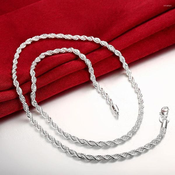 Catene in argento sterling 925 16-24 pollici squisito 4MM collane a catena in corda per le donne Accessori da sposa per feste di moda Regali di gioielli