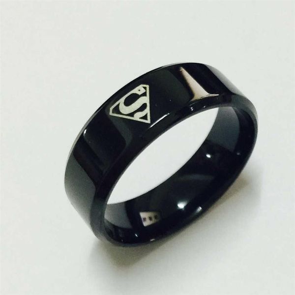 Anillo de carburo de tungsteno con logo de Superman S negro, ancho de 8mm y 7g para hombres y mujeres, alta calidad, EE. UU. 7-14223J