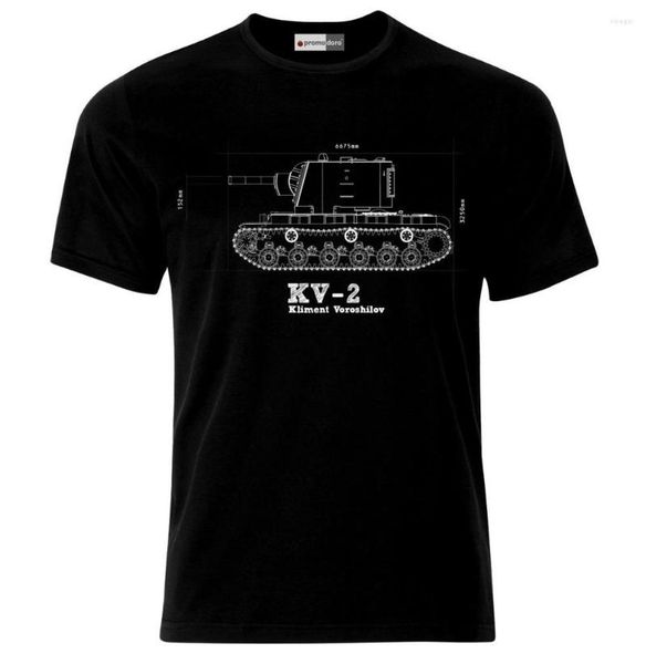 Erkek Tişörtleri 2023 Kısa Kollu Pamuklu Adam Giyim KV-2 Kliment Voroshilov Tank Blueprint USSR Ordusu Panzer Sovyetler Uniont T-Shirt